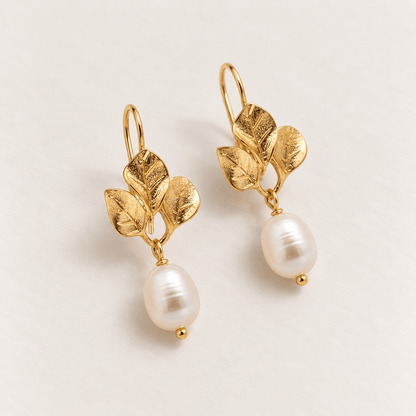 Foglia di Perla – 18K Goud Vergulde Dames Oorbellen