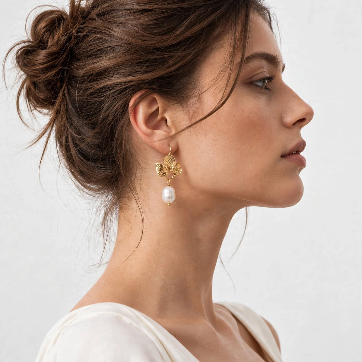 Foglia di Perla – 18K Goud Vergulde Dames Oorbellen