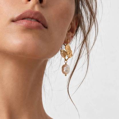 Foglia di Perla – 18K Goud Vergulde Dames Oorbellen