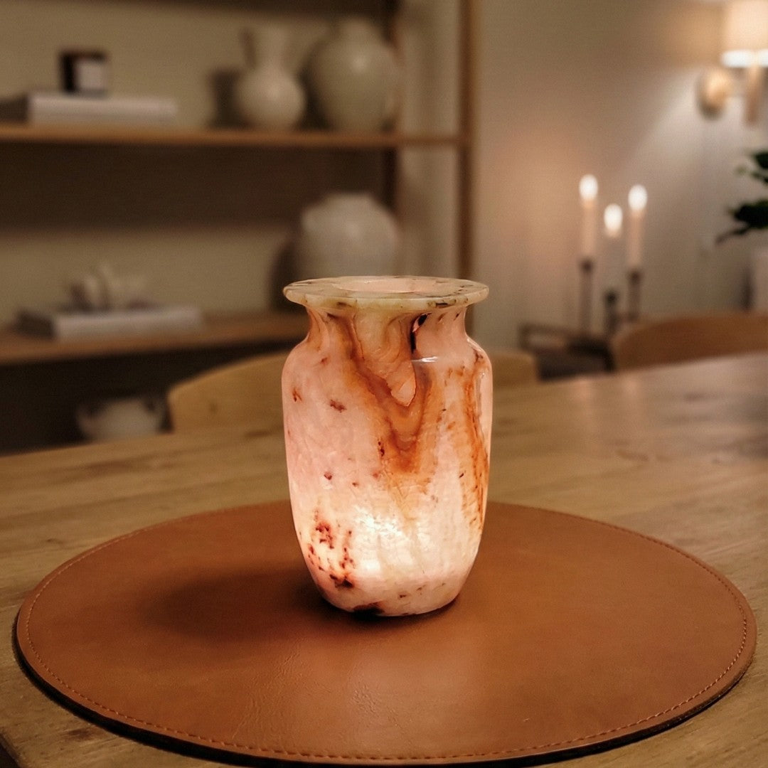 Natuursteen Windlicht 15 cm – Alabaster Luce di Marmo