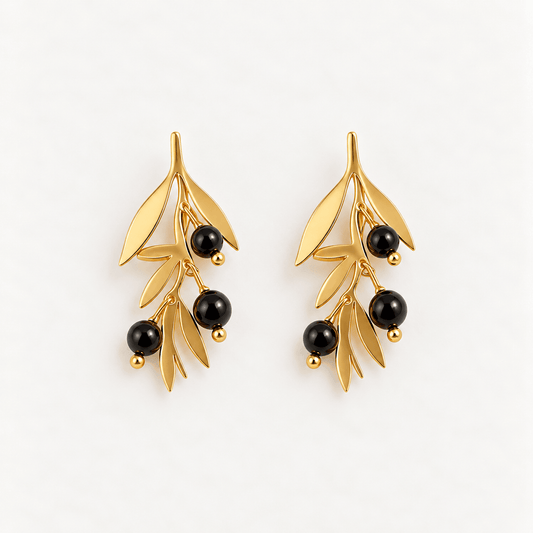 Nero d’Ulivo – 18K goud vergulde oorbellen met zwarte onyx