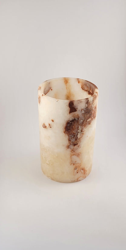 Natuursteen Windlicht 15 cm – Alabaster Luce di Calma