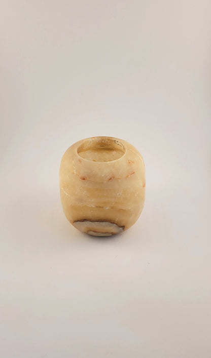 Natuursteen Waxinelichthouder 7,5 cm – Alabaster  Ambra Profonda