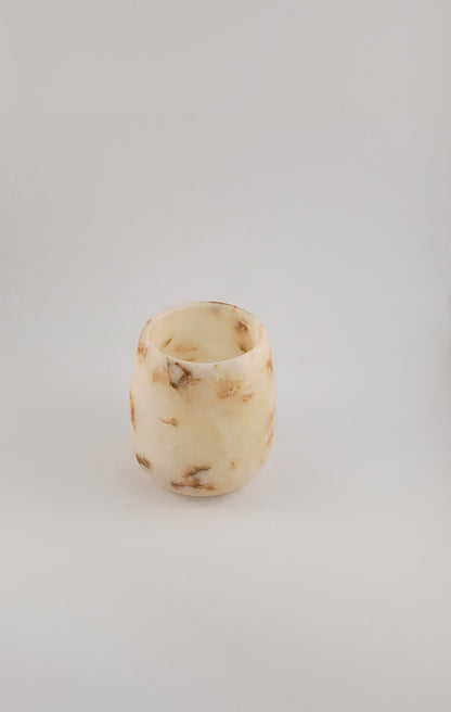 Natuursteen Waxinelichthouder 7,5 cm – Alabaster Luce di Avorio