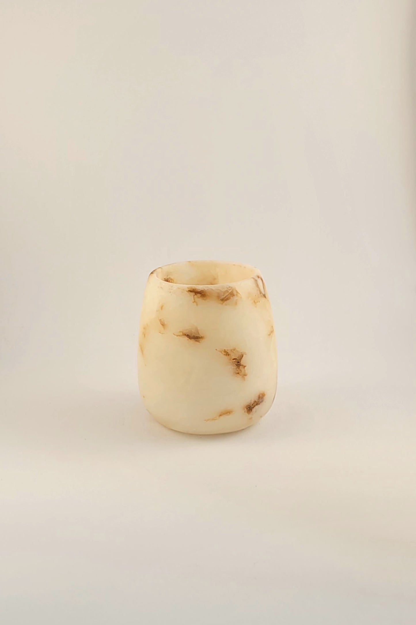 Natuursteen Waxinelichthouder 7,5 cm – Alabaster Luce di Avorio