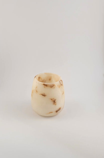 Natuursteen Waxinelichthouder 7,5 cm – Alabaster Luce di Avorio