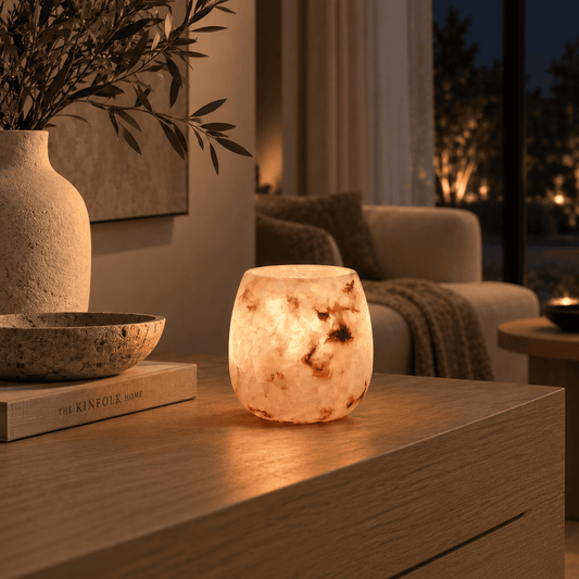 Luce di Avorio – Alabaster Natuursteen Waxinelichthouder 7,5 cm