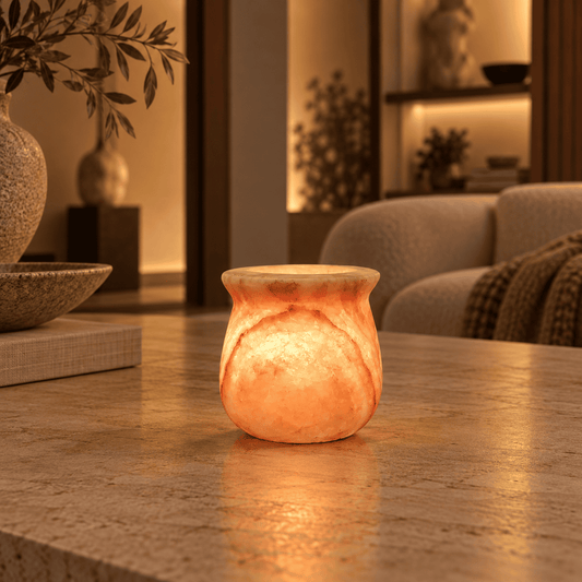 Luce di Pietra – Alabaster Natuursteen Waxinelichthouder 9 cm