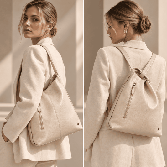 Lugano – Dames Rugzak & Schoudertas Champagne 2-in-1