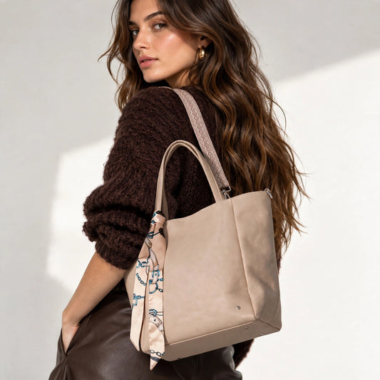 Macon – Dames Shopper Vintage Roze met Sjaaltje