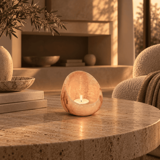 Coppa d’Arte – Alabaster Natuursteen Waxinelichthouder 8 cm