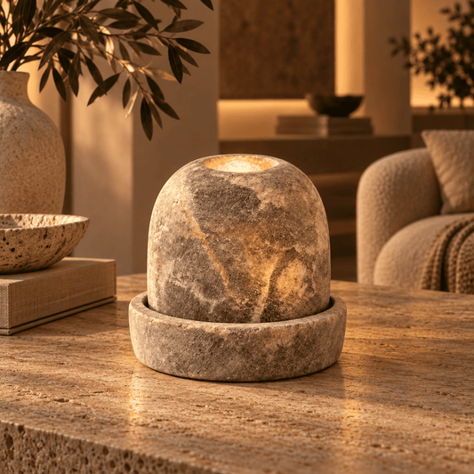 Cono di Terra – Alabaster Natuursteen Waxinelichthouder 7 cm