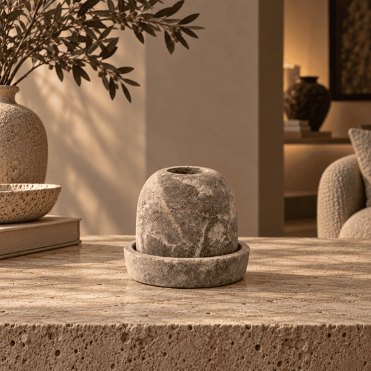Cono di Terra – Alabaster Natuursteen Waxinelichthouder 7 cm