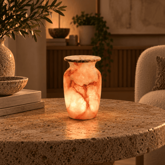 Luce di Ambra – Alabaster Natuursteen Windlicht 14,5 cm