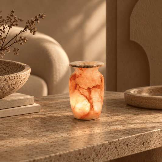 Luce di Ambra – Alabaster Natuursteen Windlicht 14,5 cm