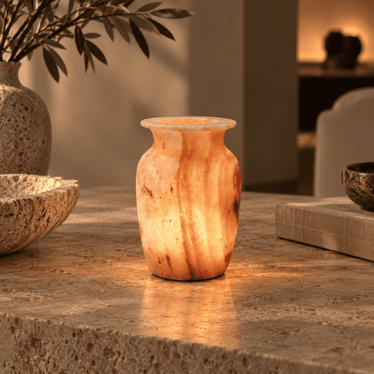 Elegante – Alabaster Natuursteen Windlicht 14 cm