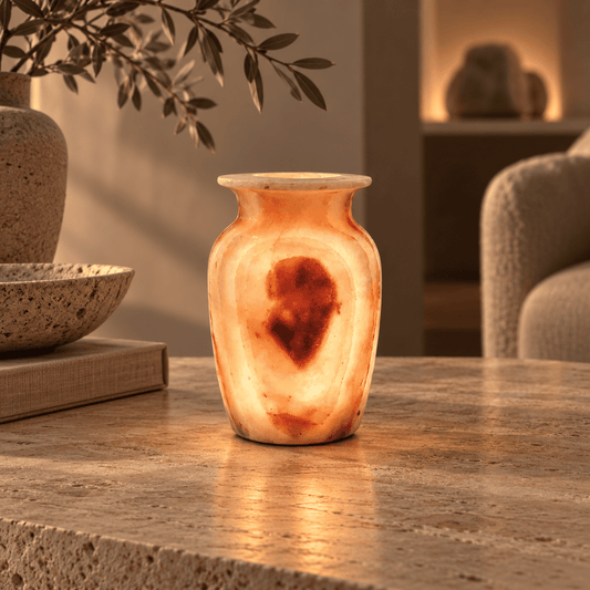Elegante – Alabaster Natuursteen Windlicht 14 cm