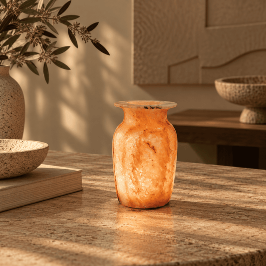 Aura d’Ambra – Alabaster Natuursteen Windlicht 15 cm