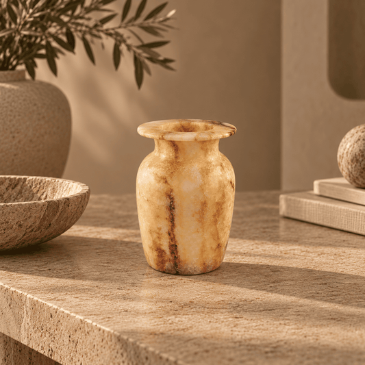 Aura d’Ambra – Alabaster Natuursteen Windlicht 15 cm