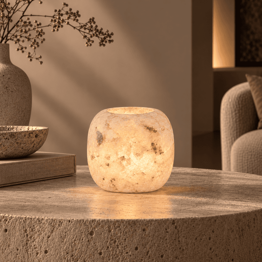 Klassiek Design – Alabaster Natuursteen Windlicht 15 cm