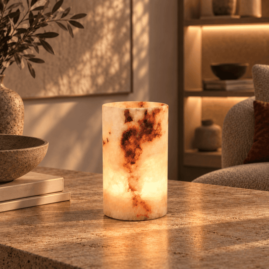 Luce di Calma – Alabaster Natuursteen Windlicht 15 cm