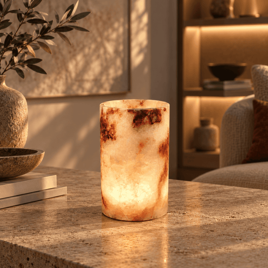 Luce di Calma – Alabaster Natuursteen Windlicht 15 cm