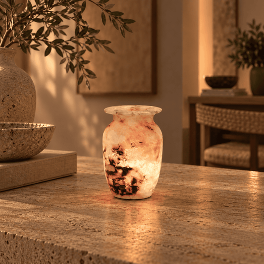 Luce di Marmo – Alabaster Natuursteen Windlicht 15 cm