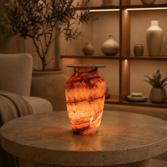 Fiamma di Terra – Alabaster Natuursteen Windlicht 17,5 cm