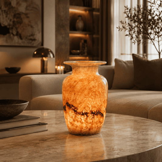 Luce Antica – Alabaster Natuursteen Windlicht 19 cm