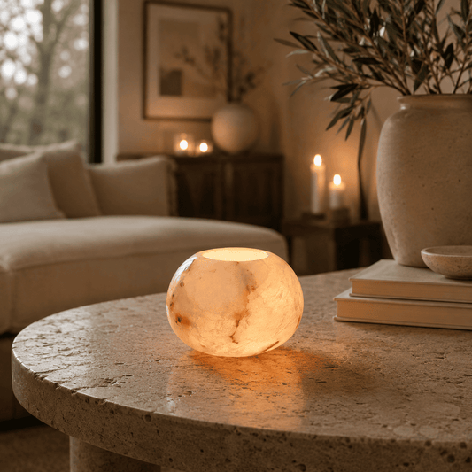 Luce Serena – Alabaster Natuursteen Waxinelichthouder 12 cm