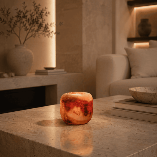 Piccolo Calore – Alabaster Natuursteen Waxinelichthouder 7,5 cm