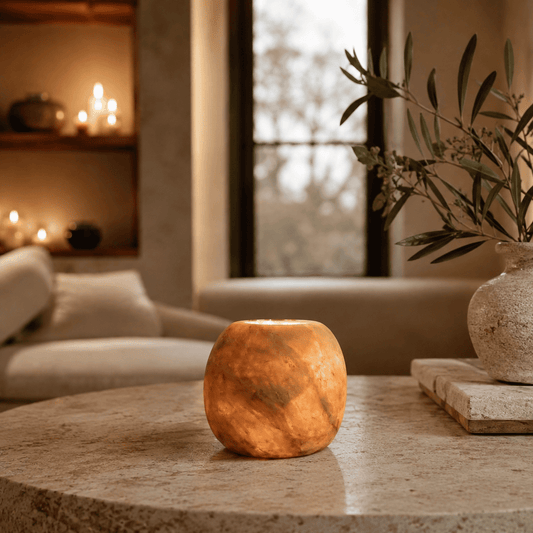 Red Flame – Alabaster Natuursteen Waxinelichthouder 9,5 cm