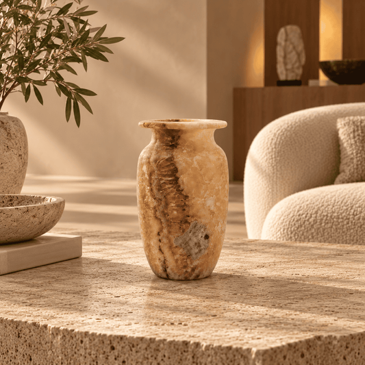Fiume di Fuoco – Alabaster Natuursteen Windlicht 17,5 cm
