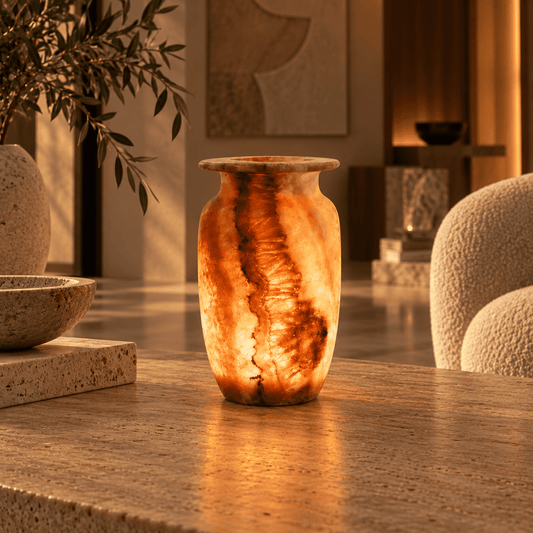 Fiume di Fuoco – Alabaster Natuursteen Windlicht 17,5 cm