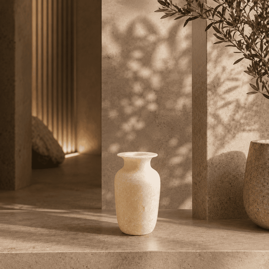 Witte Steen – Alabaster Natuursteen Windlicht 17 cm