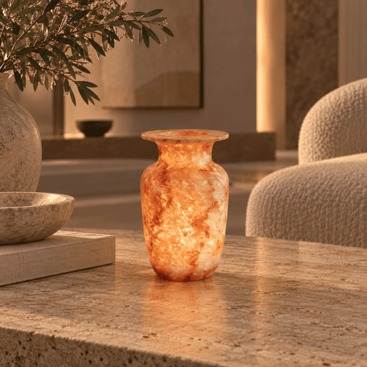 Fiamma Dorata – Alabaster Natuursteen Windlicht 19 cm