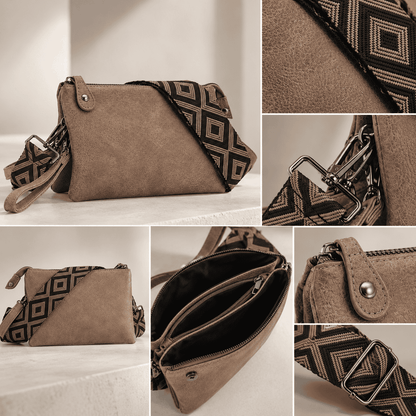 New York – Dames Schoudertas Donker Camel 3-in-1
