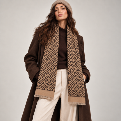 New York – Dames Sjaal Camel & Zwart