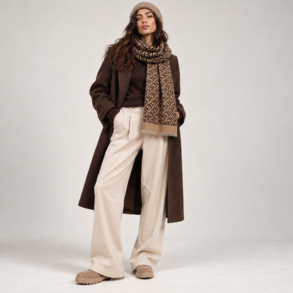 New York – Dames Sjaal Camel & Zwart