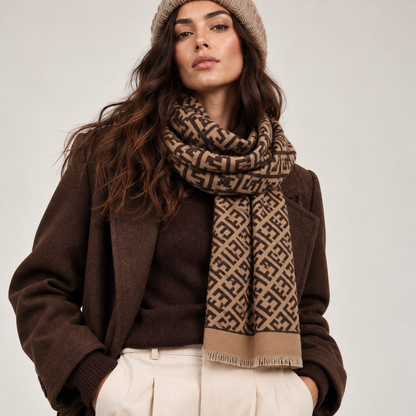 New York – Dames Sjaal Camel & Zwart
