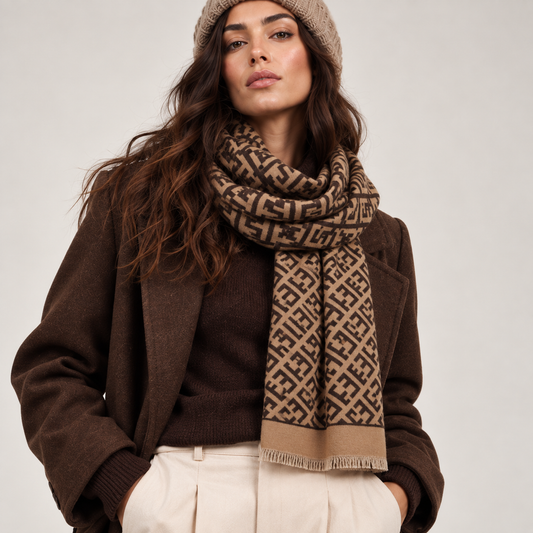 New York – Dames Sjaal Camel & Zwart