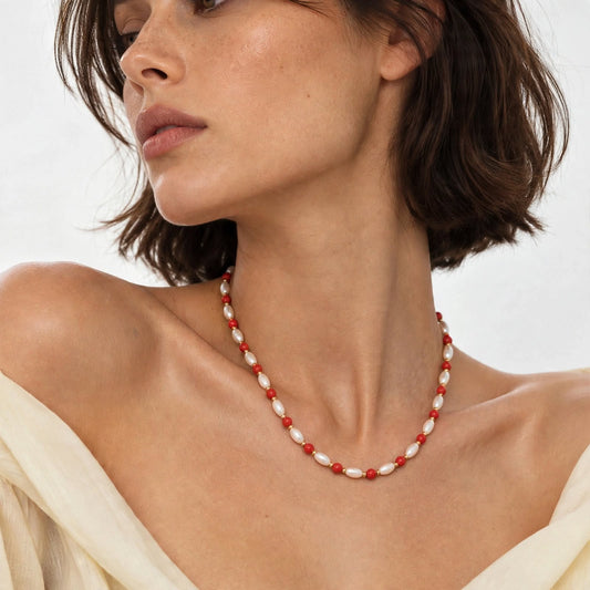 Perle de Corail – Dames Edelsteen Ketting