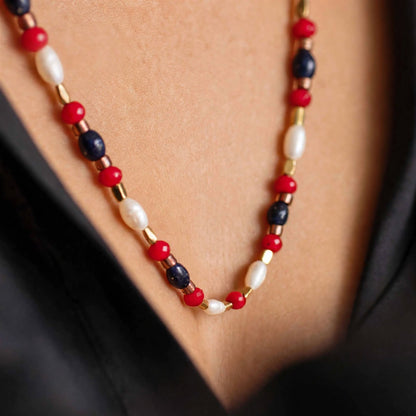 Perles de Minuit Rouge – Dames Edelsteen Ketting