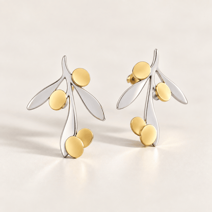 Ramo d’Ulivo – Two-tone oorstekers met olijftakmotief