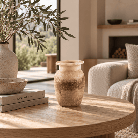 Rosa di Terra – Alabaster Natuursteen Windlicht 14,5 cm
