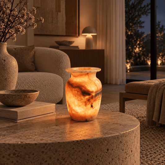 Rosa di Terra – Alabaster Natuursteen Windlicht 14,5 cm