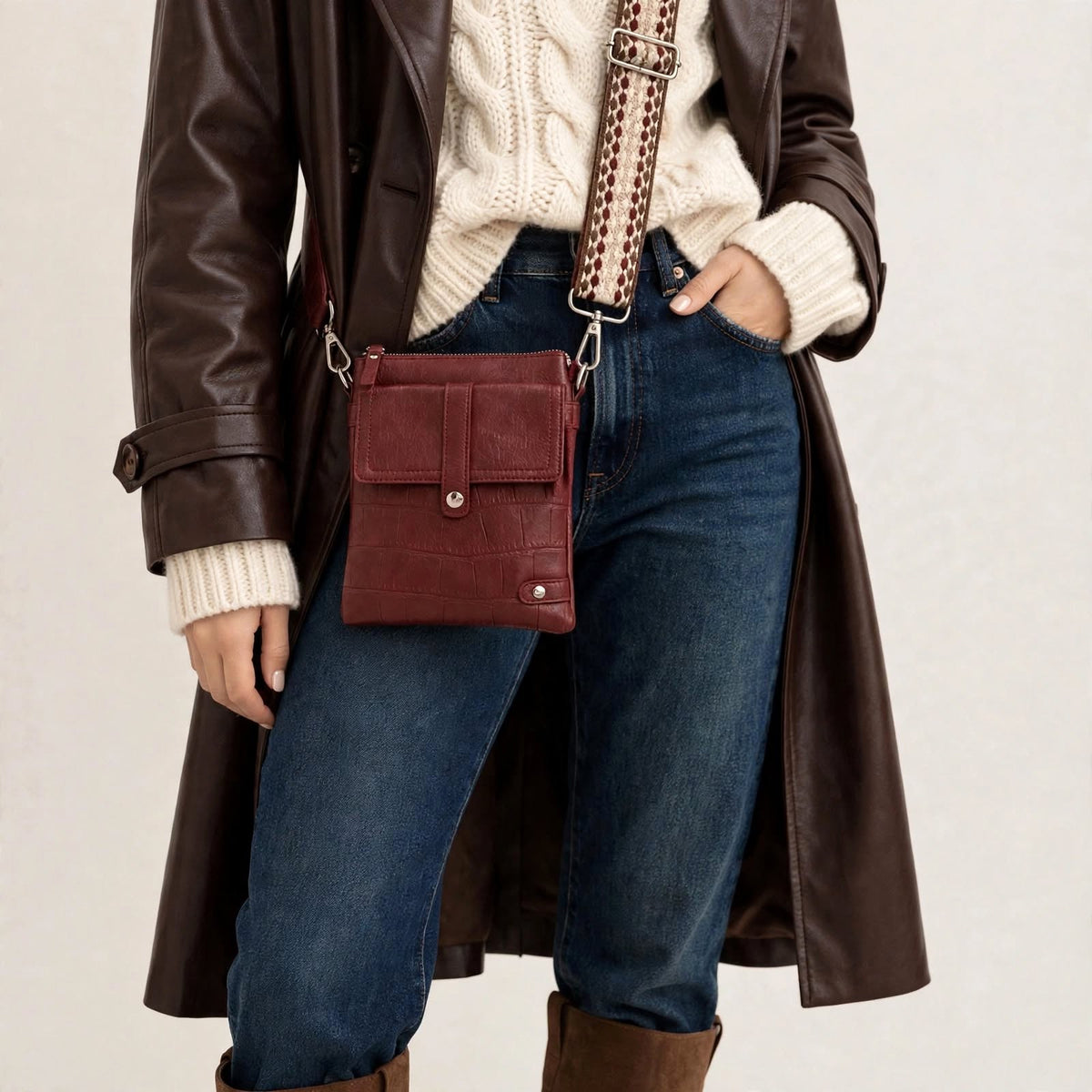 Tyler Burgundy – Dames Telefoon- & Schoudertasje