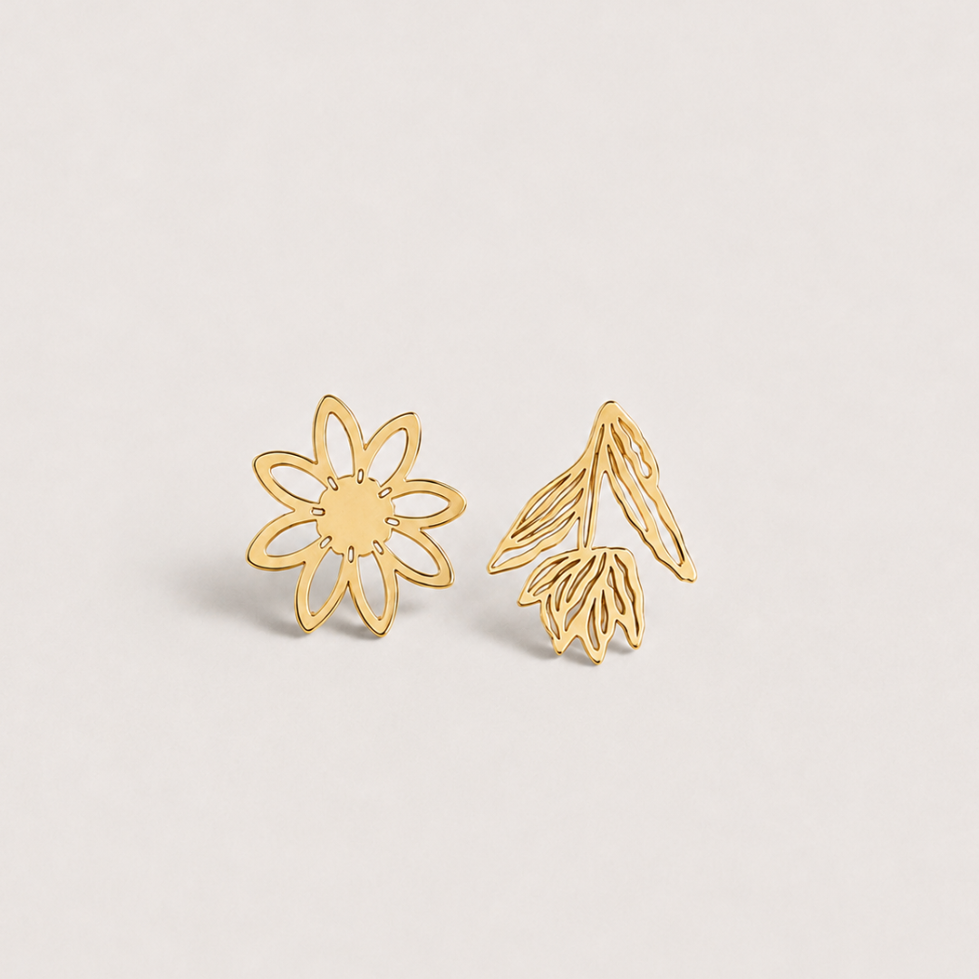 Oorbellen – Fiore & Foglia Asimmetrica