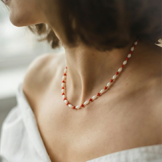 Perle de Corail – Dames Edelsteen Ketting