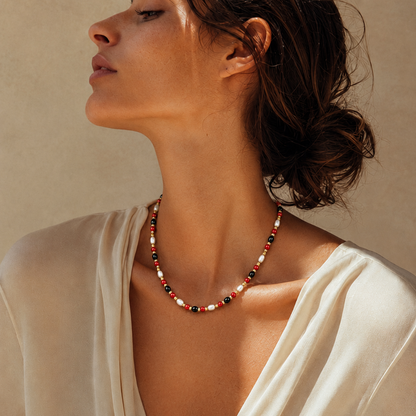 Edelsteen ketting - Perles de Minuit Rouge